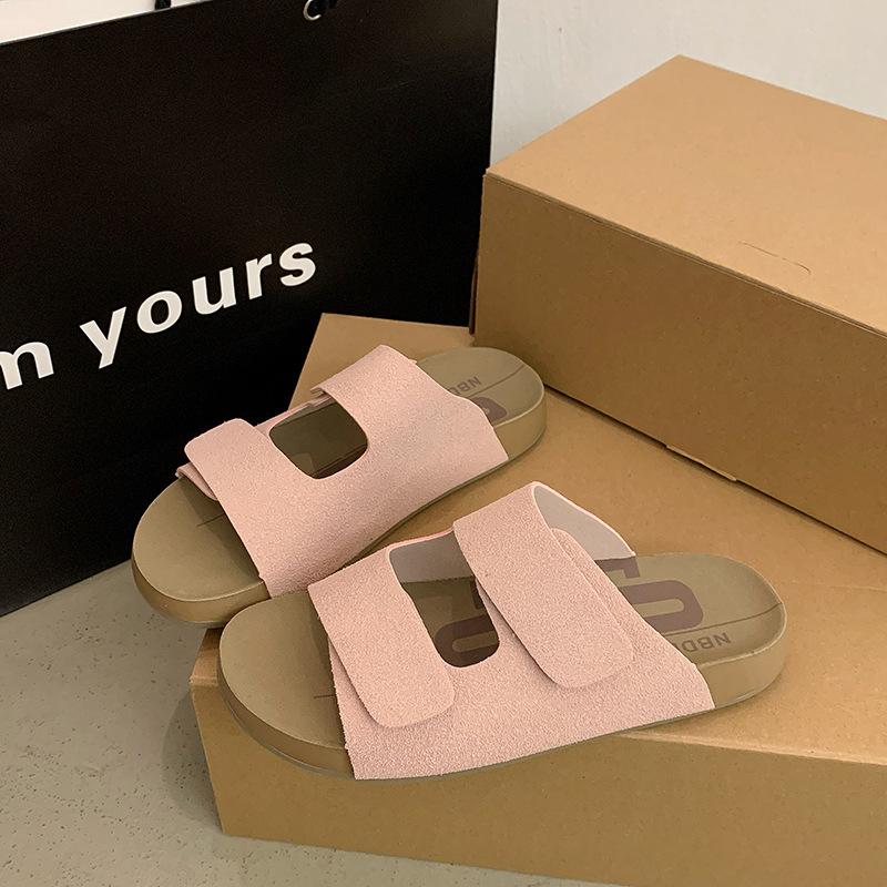Sandali da Donna in Vera Pelle Ciabatte da Donna Estive Scarpe Casual da Esterno per Spiaggia Durevoli Antiscivolo Scarpe di Lusso