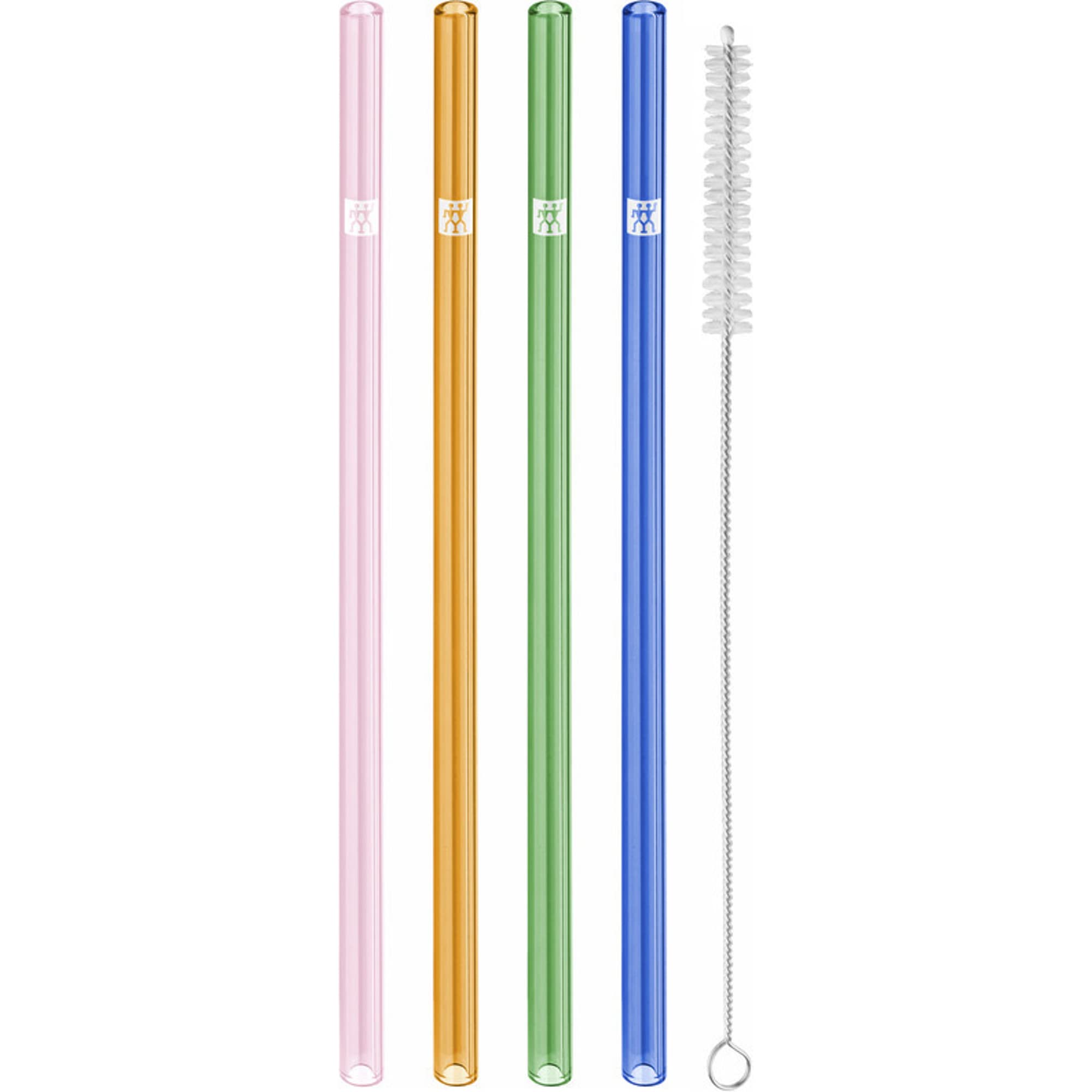 ZWILLING Sorrento Straight Glass Set of Multicolor Straws, 5,