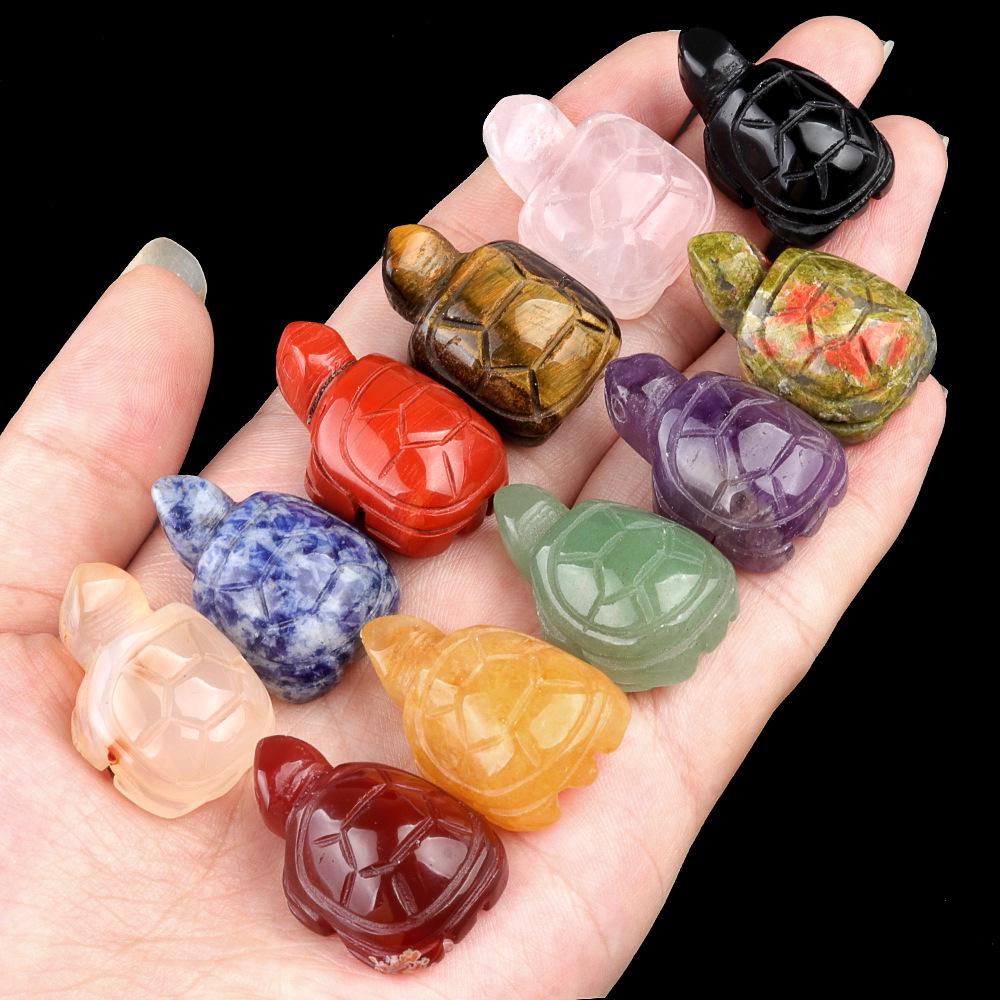 Turtle Crystal Agate Miniature: Hand-Carved Semi-Precious Stone Ornament