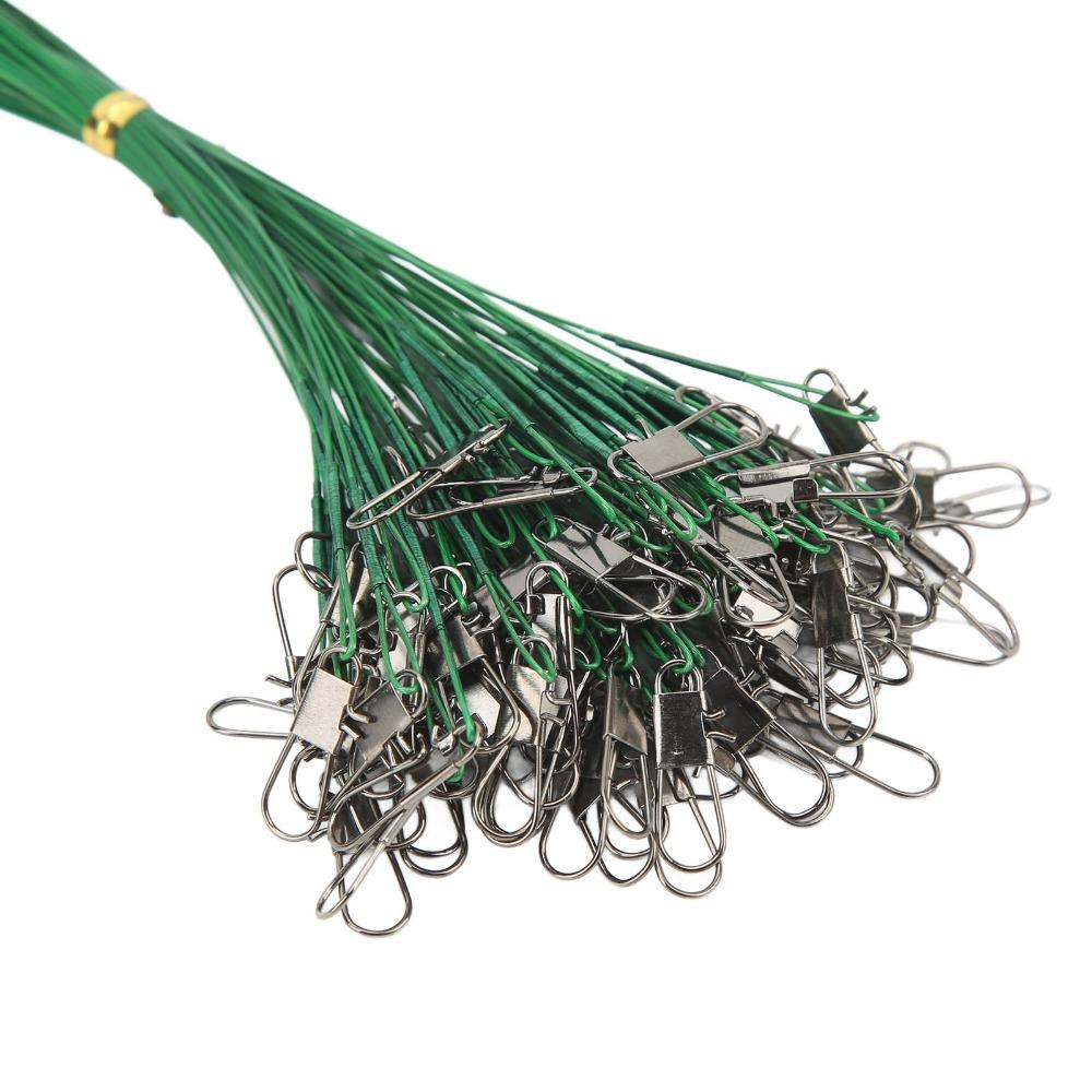 100PCS with Snaps Wire Leaders Steel Leader Wire Portable Fishing Wire Leaders Hook Connection
