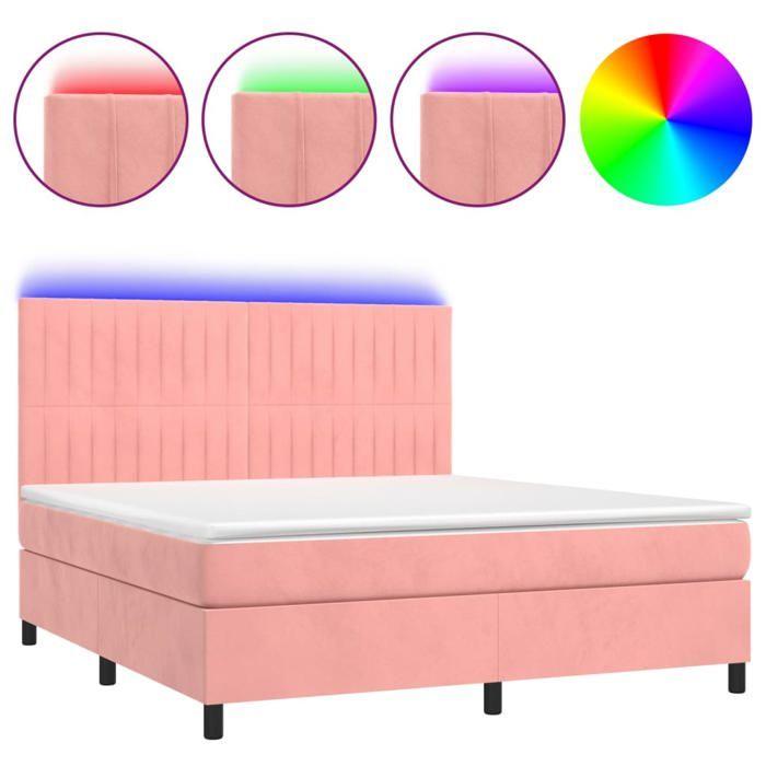Maison Exclusive - Sommier à lattes de lit matelas et LED Rose 160x200 cm Velours