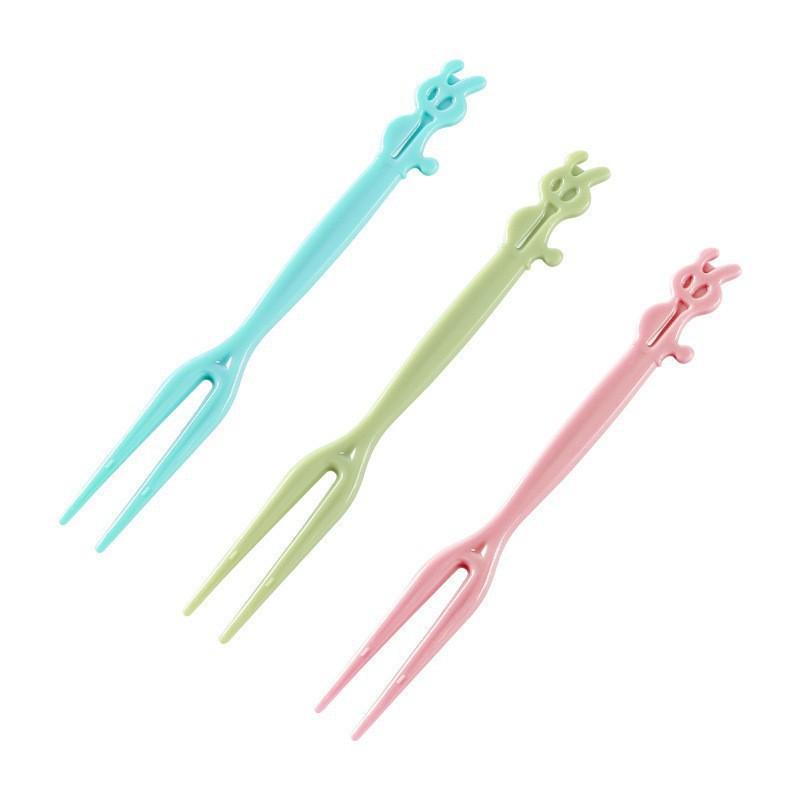 50Pcs Fruit fork set, disposable plastic two teeth household fruit cake dessert fork, dessert fork, small forks