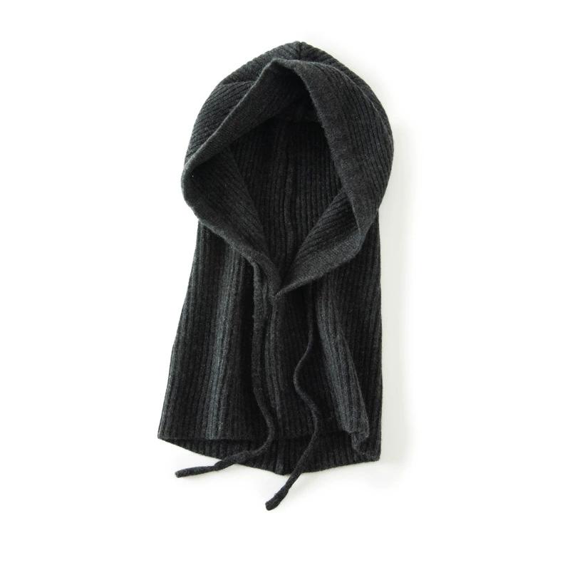 Ull Kaschmir Stickad Huva Hatt Scarf Eleganta Hattar Mössor Dam Herr Vinter Halsvärmare Balaklava Huvudbonader Kepsar Unisex