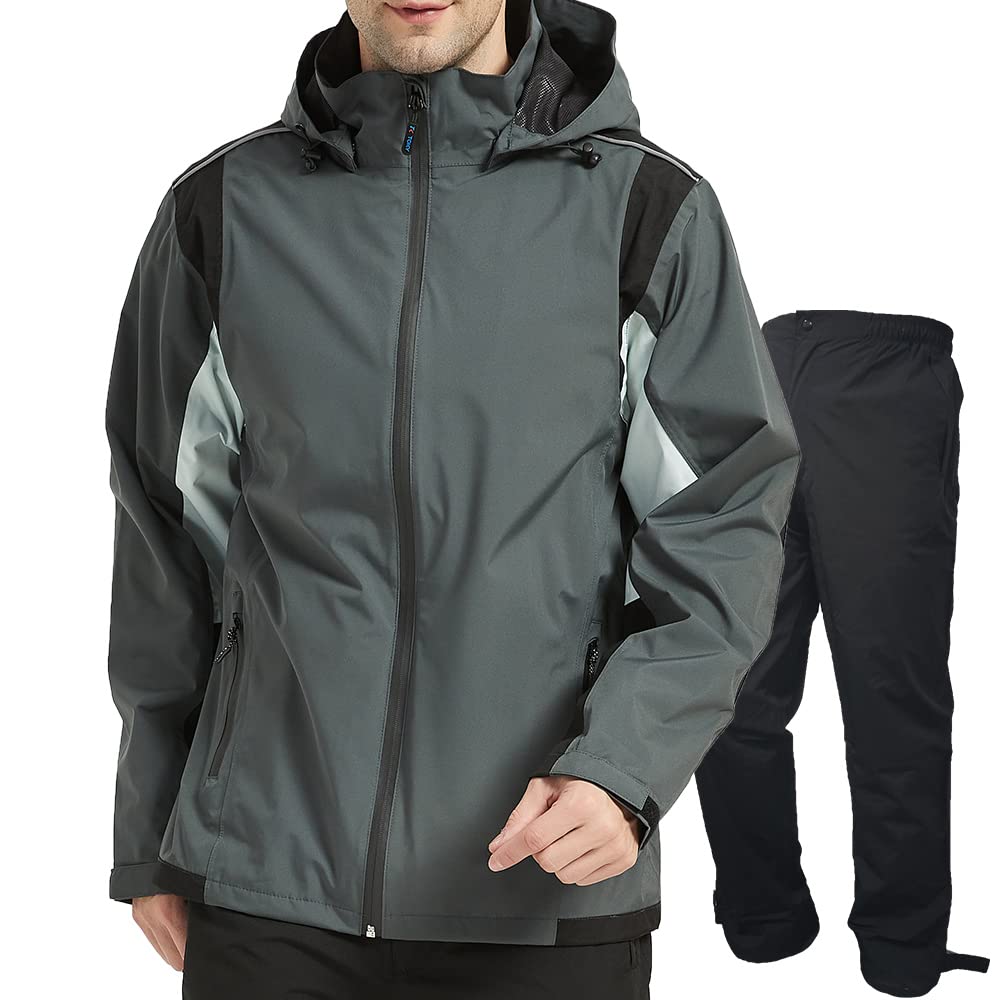 

Водонепроницаемый дождевик Aoki для активного отдыха, идеально подходящий для гор и мужской комплект, гольф, ветровка, парка. Дышащий, Ветрозащитный, Легкий. серый