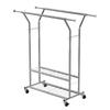 Clothes Rack, Rolling Clothing Garment Rack with 2 Hanging Rods and 2 Storage Shelves, 120 kg Load Capacity, Adjustable Height Carbon Steel Clothing