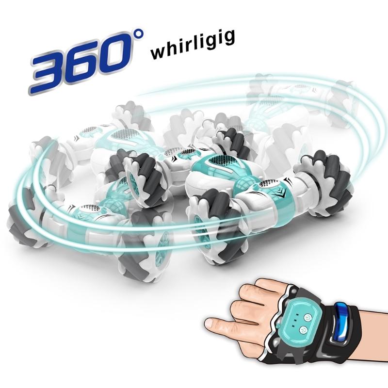 2.4Ghz Remote Control Car 4WD Watch Gesture Sensing Control RC Stunt Car  with LED Light Music Effect Children's Toy