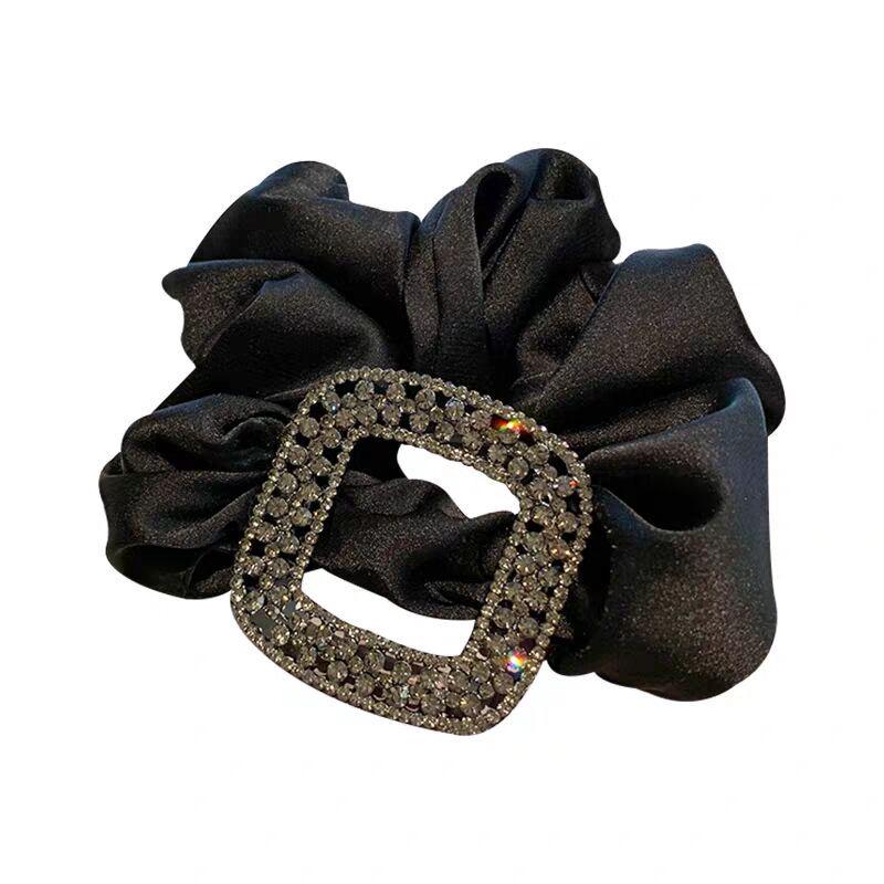Elegant Korean Satin Scrunchie with Rhinestone Design