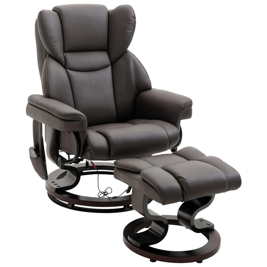 Relax Chair with Stool, 360 Degrees Rotatable TV Chair with Massage, Reclining Function, Massage Chair with Side Pocket, Recliner
