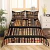 Vintage Books Bedding Set 3D Bookshelf Bedclothes King Kids Boys Brown Book Print Duvet Cover Set of 2 Pillowcases
