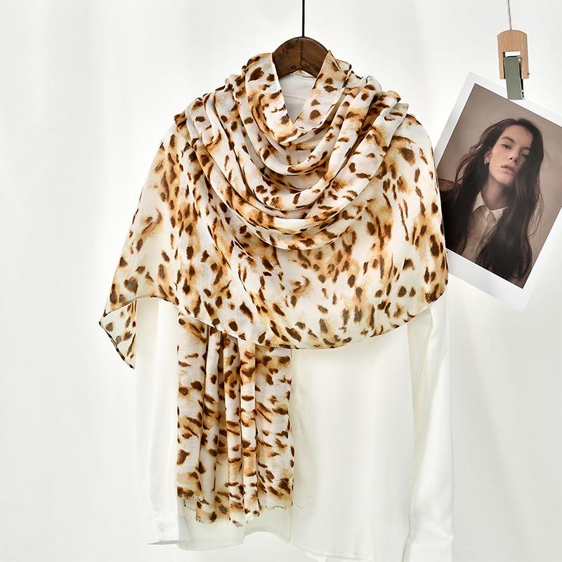 

Маленький леопардовый принт человеческий хлопок длинный шарф шарф женский тонкий хлопок и лен ощущение модный шелковый шарф длинная шаль 180*90cm