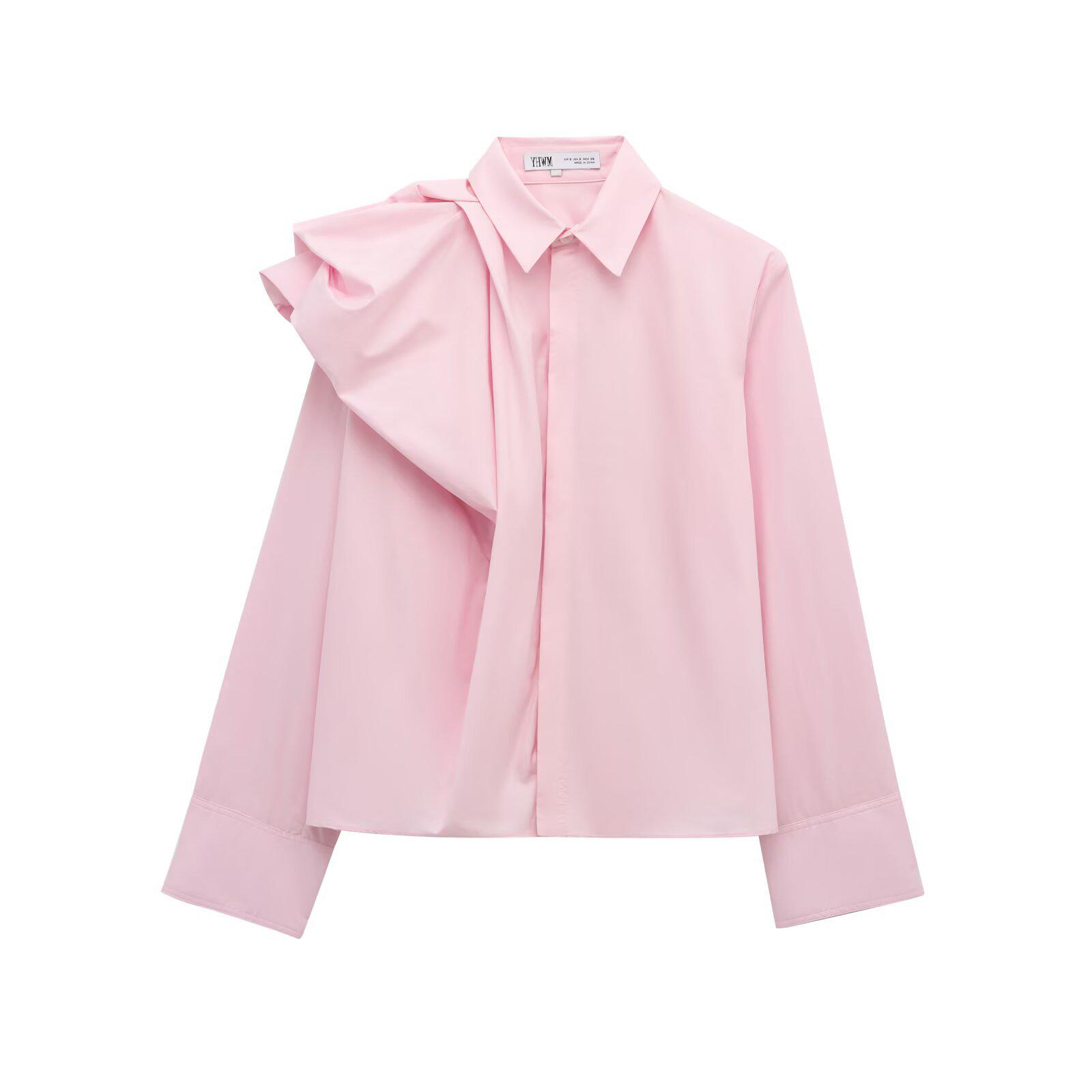 

2025 Spring European & American Style Women s Puff Shoulder Poplin Fashion Shirt M