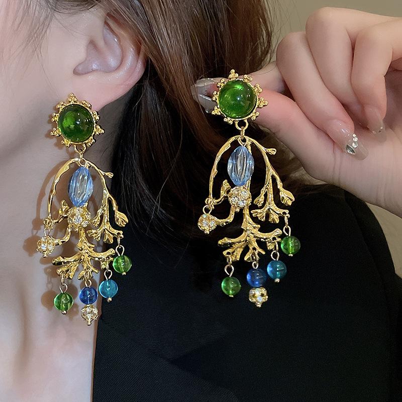 Real Gold-Plated Silver Needle Heart-Shaped Freshwater Pearl Earrings, Vintage Chinese Style