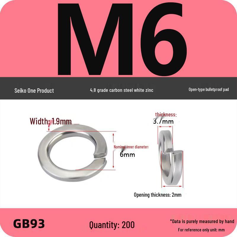 White Zinc-Plated Carbon Steel Split Spring Washer (4.8 Grade)