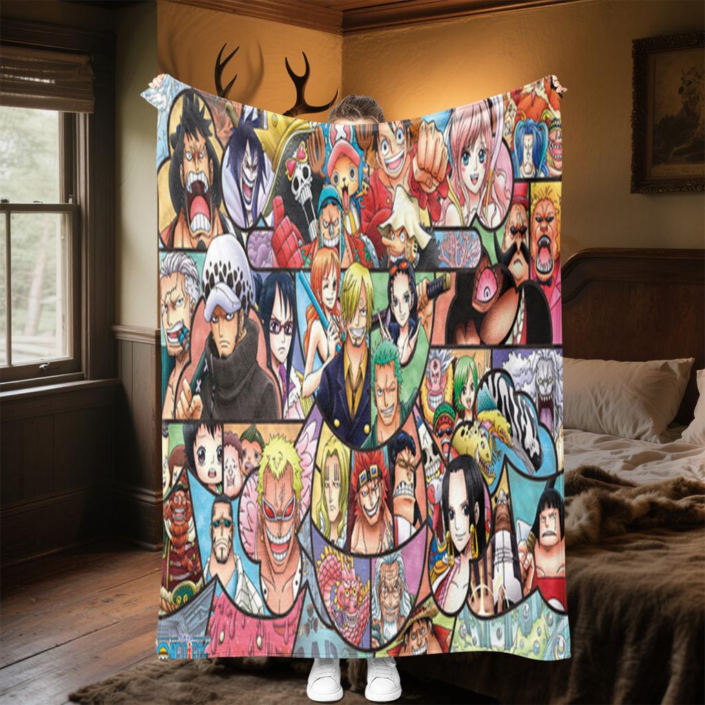 Starring the classic Japanese cartoon ONE PIECE Monkey D. Luffy blanket soft home furnishing nap decoration four seasons warm Sherpa blanket U10