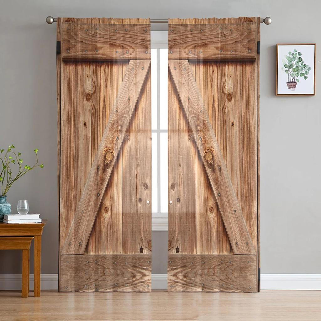Ușă De Lemn Stil Vintage Perdele Moderne Tulle Pentru Sufragerie Dormitor Casă Bucătărie Fereastra Perdele Sheer
