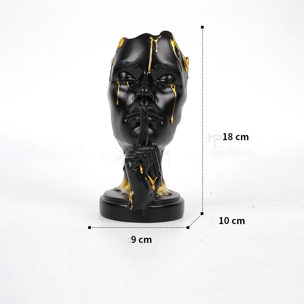 Artizanat din Rășină Statuie la Dimensiune Naturală Mască Facială Abstractă Tăcere Figurine Decorative Aurii Accesorii pentru Decorarea Casei