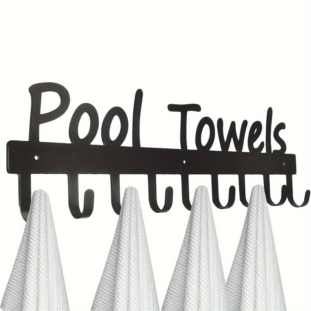 9 Hooks Rust Resistant Metal Wall Mount Robe  Towel Hooks  Contemporary Design for Pool Towels, Outdoor Use, Hanging Bathrobes Clothes