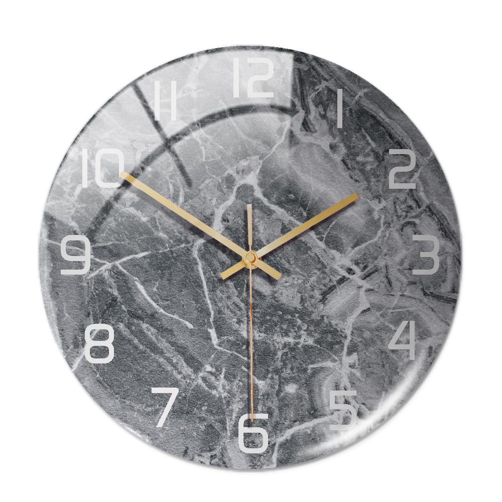 CC127-142 Luxurious Round Marble Wall Clock, 3D Creative Acrylic Design for Home Decor