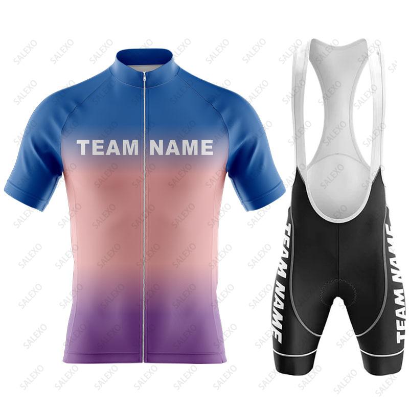 Abbigliamento da Ciclismo Personalizzato con Nome Squadra Uomo Set da Ciclismo Abbigliamento per Bici Traspirante Anti-UV Abbigliamento da Bicicletta Set Maglia da Ciclismo a Manica Corta