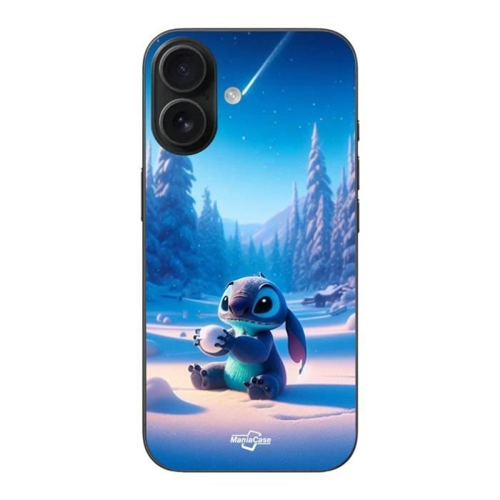 Hülle - Maniacase - Iphone 16 - Niedlicher Stitch Sternenschnee - 3D - Weich