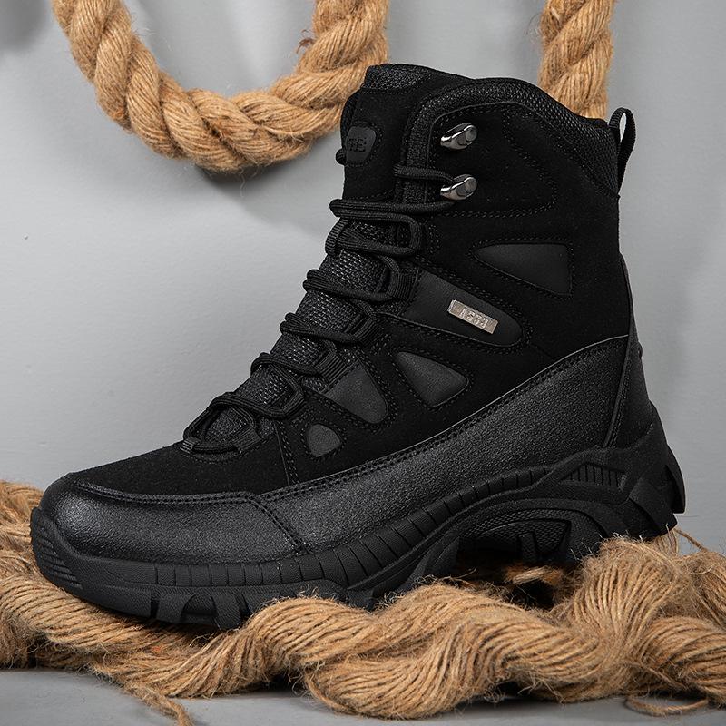 

2025 Men s High-Top Military Boots: Combat, Mountain Training, Hiking, Special Forces, Large Sizes, Field Exercises, Exploration, Rescue. 44 чорний