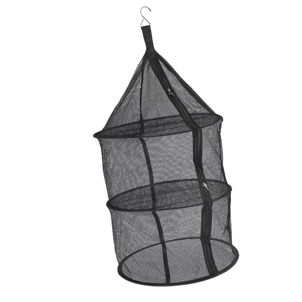 Drying Rack 3 Layers Folding Fish Mesh Foldable Hanging Drying Fish Net for Fish Fruit Vegetables with Zipper Opening