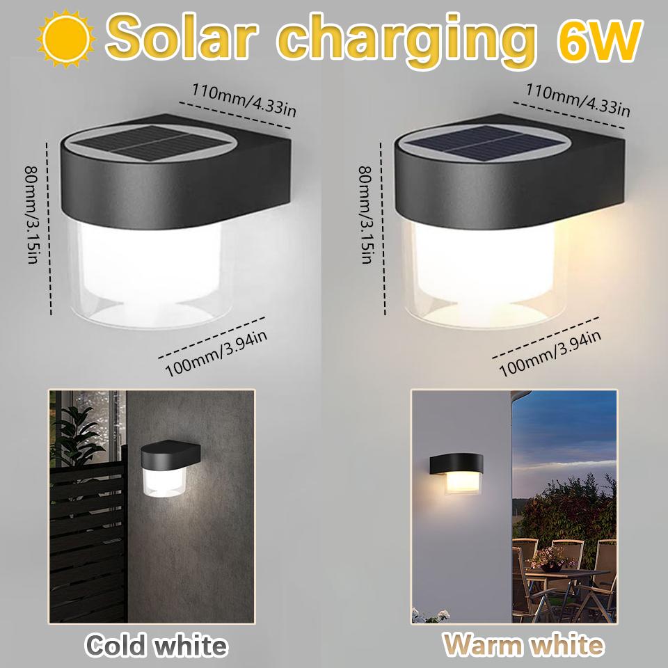 Solar Outdoor Wall Light Motion Sensor Wall Lamp Waterproof LED Wall Lamp 6W For Backyard Garden Patio Street Porch Garden Light