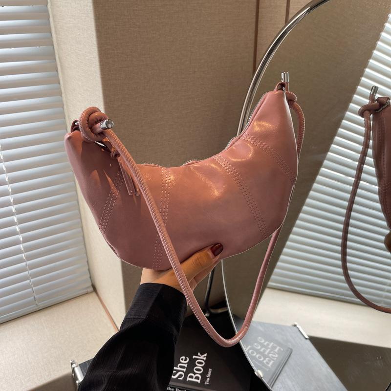 High-value Soft Leather Dumpling Bag Women's Trend Fashion Half-moon Croissant 2025 New Foreign Style Single Shoulder Oblique Span Women's Bag