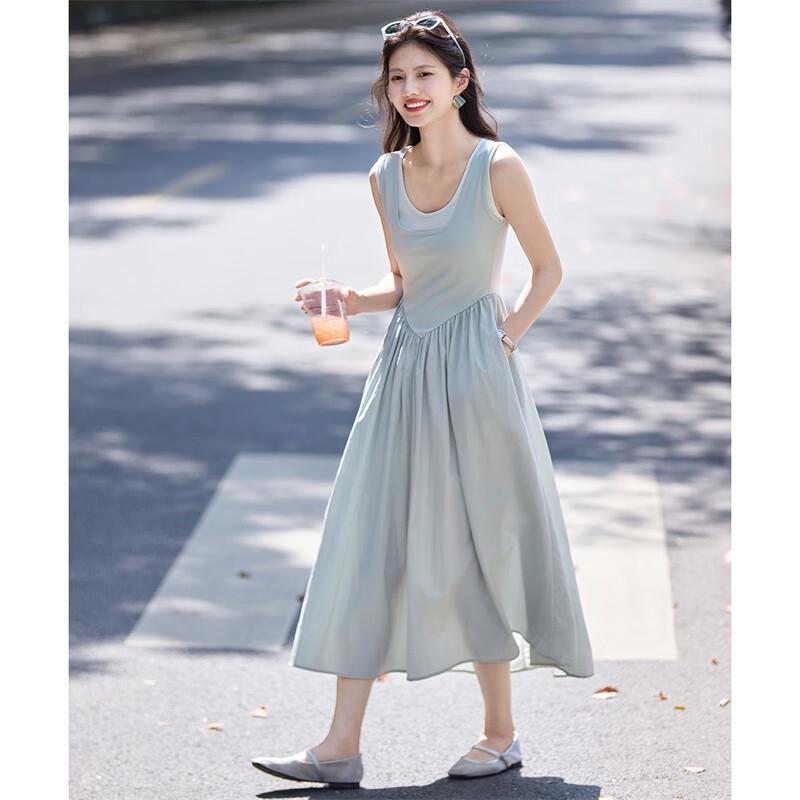 

Women s Casual Faux Two-Piece Midi Dress M