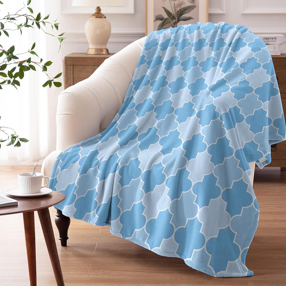 Blue pattern Throw Soft Flannel AC Blanket Lightweight Summer Nap Throw Cozy  Blanket for Sofa Bed Travel Home 100cmx150cm