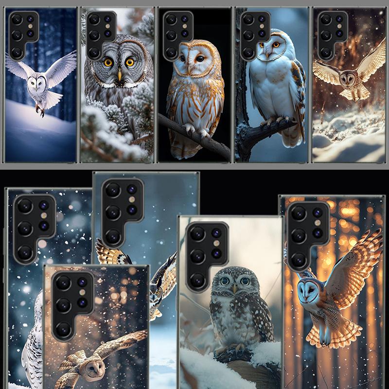 Owl in Winter Capa Phone Case For Samsung S26 Ultra S25 Edge Galaxy S23 S21 S20 S24 FE S22 S10 Plus Cover Clear TPU Shell Coque