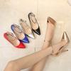 Fashion European And American Fashion Professional Pointed Toe Large-Size Heel Shoes Thin Heel Model Host Single Shoes Female Elegant