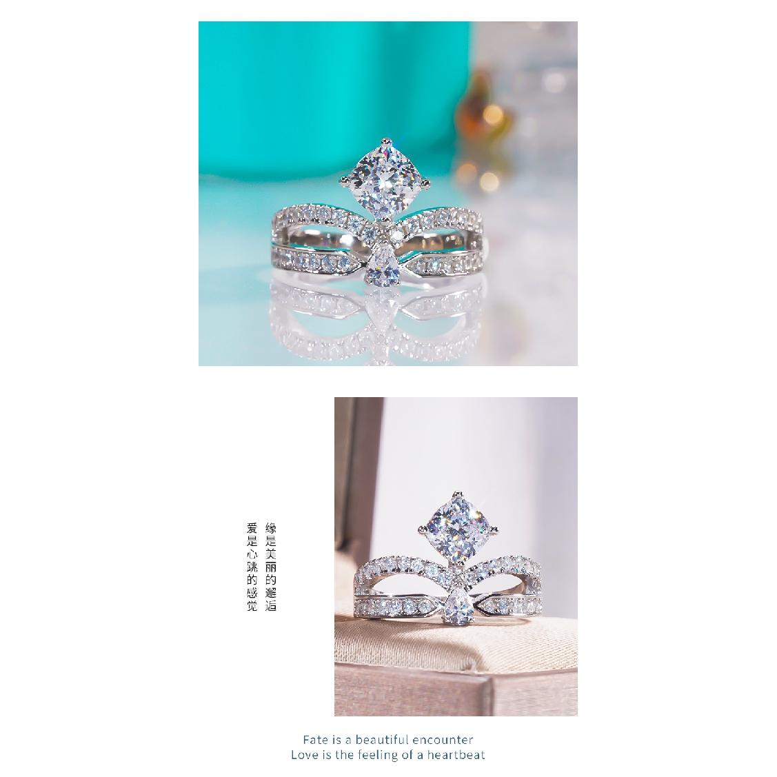 FENTTECI 925 стерлингового серебра платиновое покрытие муассанит корона кольцо микро — фото 13