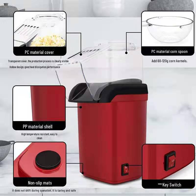 Compact Household Electric Popcorn Maker - Portable Hot Air Blower for Cross-Border Trade
