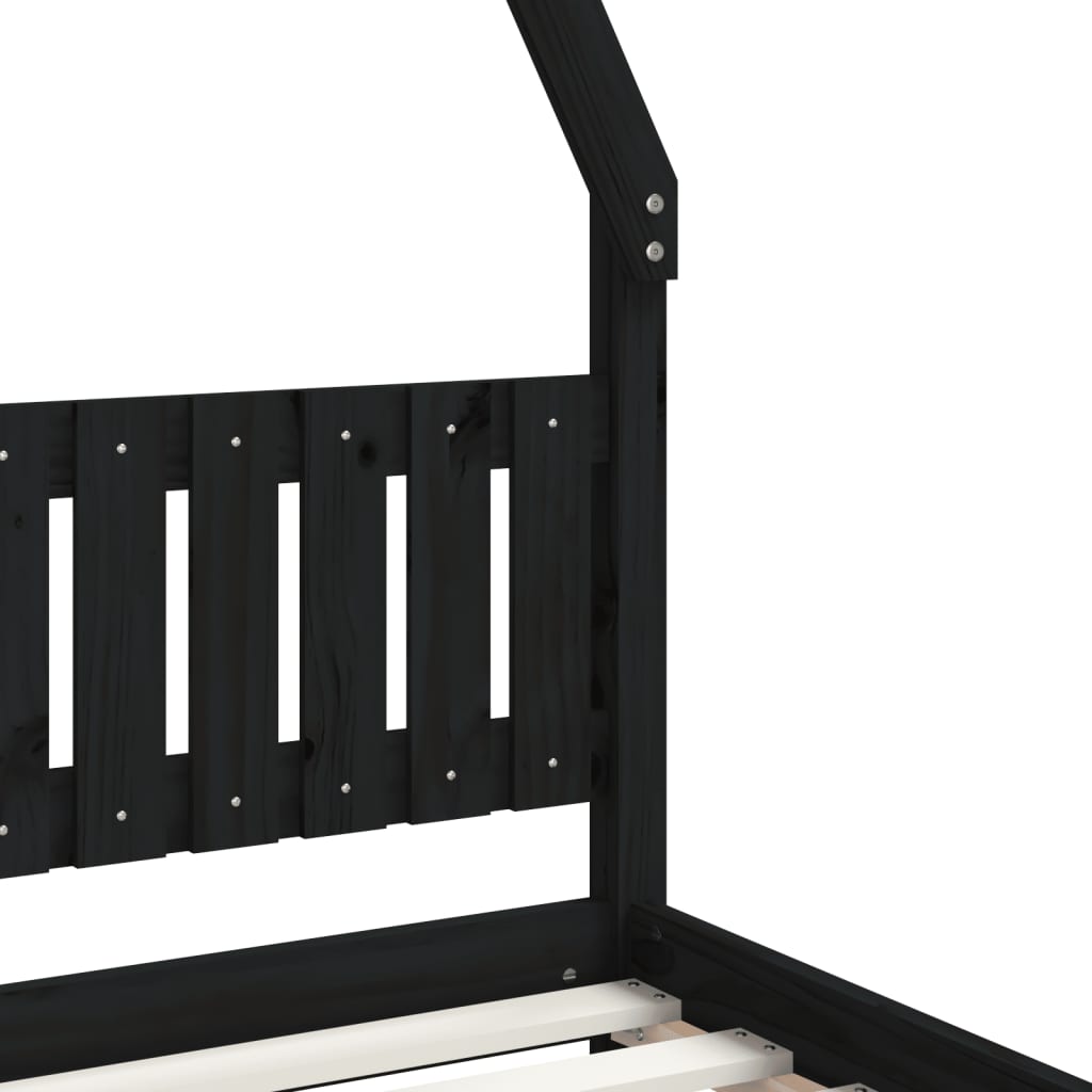 Kids Bed Black 80x200 cm Solid Pine Wood