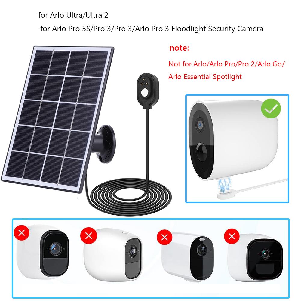 5V 10W Camera Solar Panel Charger 9.8Ft/3M Cable Solar Panel Kit 360°Adjustable Wall Mount for Arlo Ultra for Arlo Pro 5S/4/3
