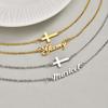Double-Layer Free Customized Name ECG Cross Necklace for Women Rolo Chain Stainless Steel Necklaces,Personalized Jewelry Gift