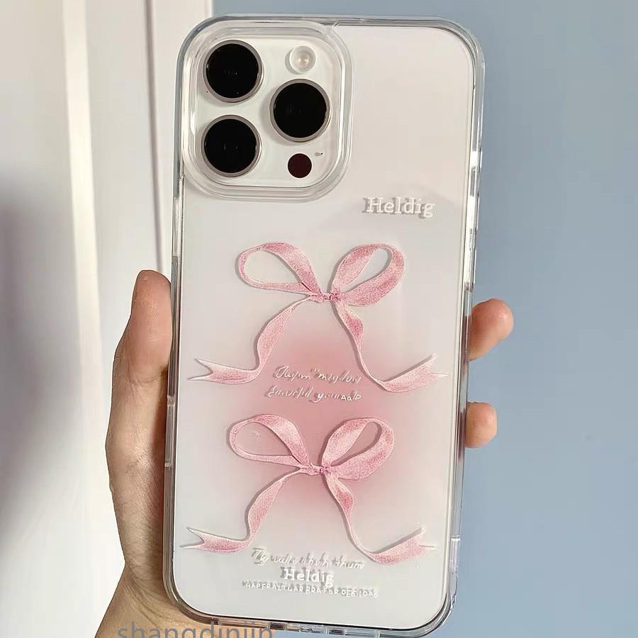 Sweet Pink Bow Transparent Hard Case for iPhone 16 Pro/17 Pro Max