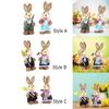 2Pcs Easter Bunny Figurines Easter Decor Cartoon Cute Creative Straw Rabbit Statue for Tabletop Yard Patio Lawn Bookshelf