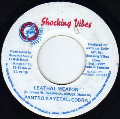 7inch Record PANCHO KRYZTAL & MAD COBRA - Leathal Weapon NONE Shocking Vibes 1997 Jamaica Reggae, Ska & Dub Used