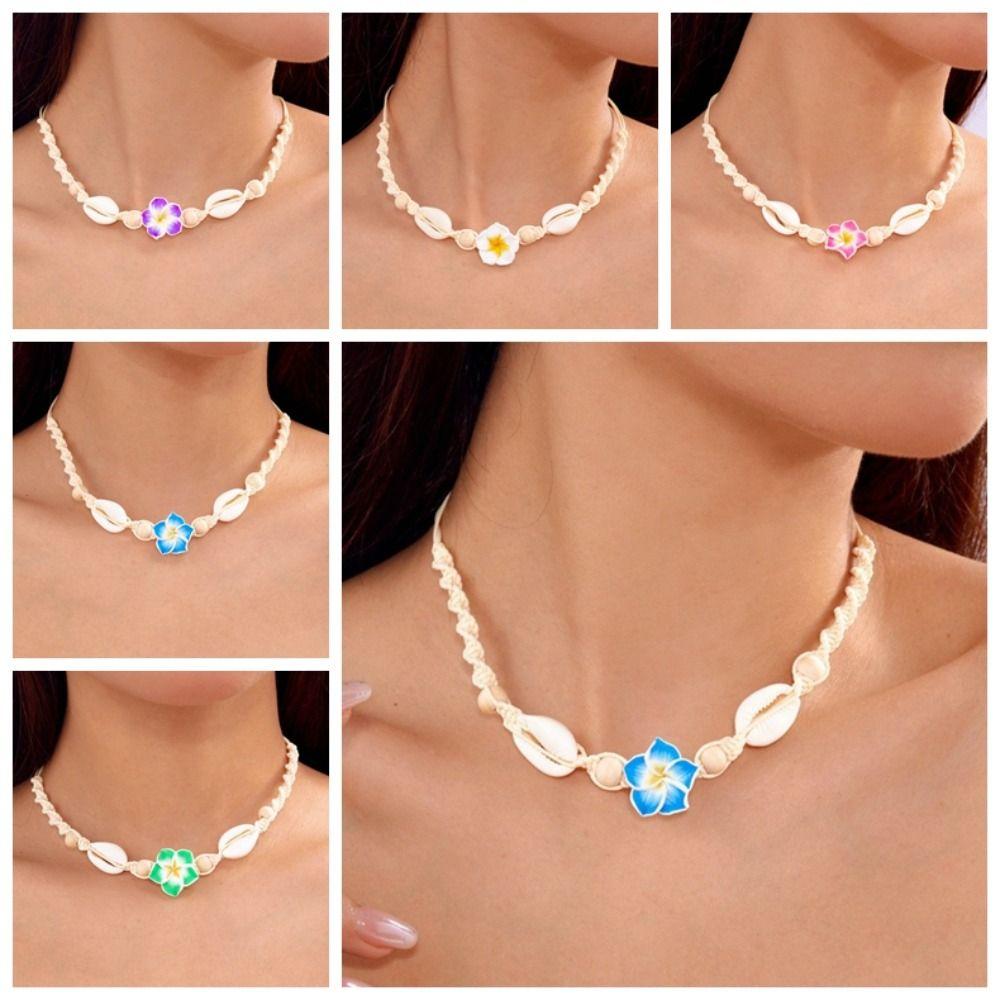 Bohemia Flower Clavicle Chain Weaving Chain Choker Fashion Shell Beads Necklace  Seaside