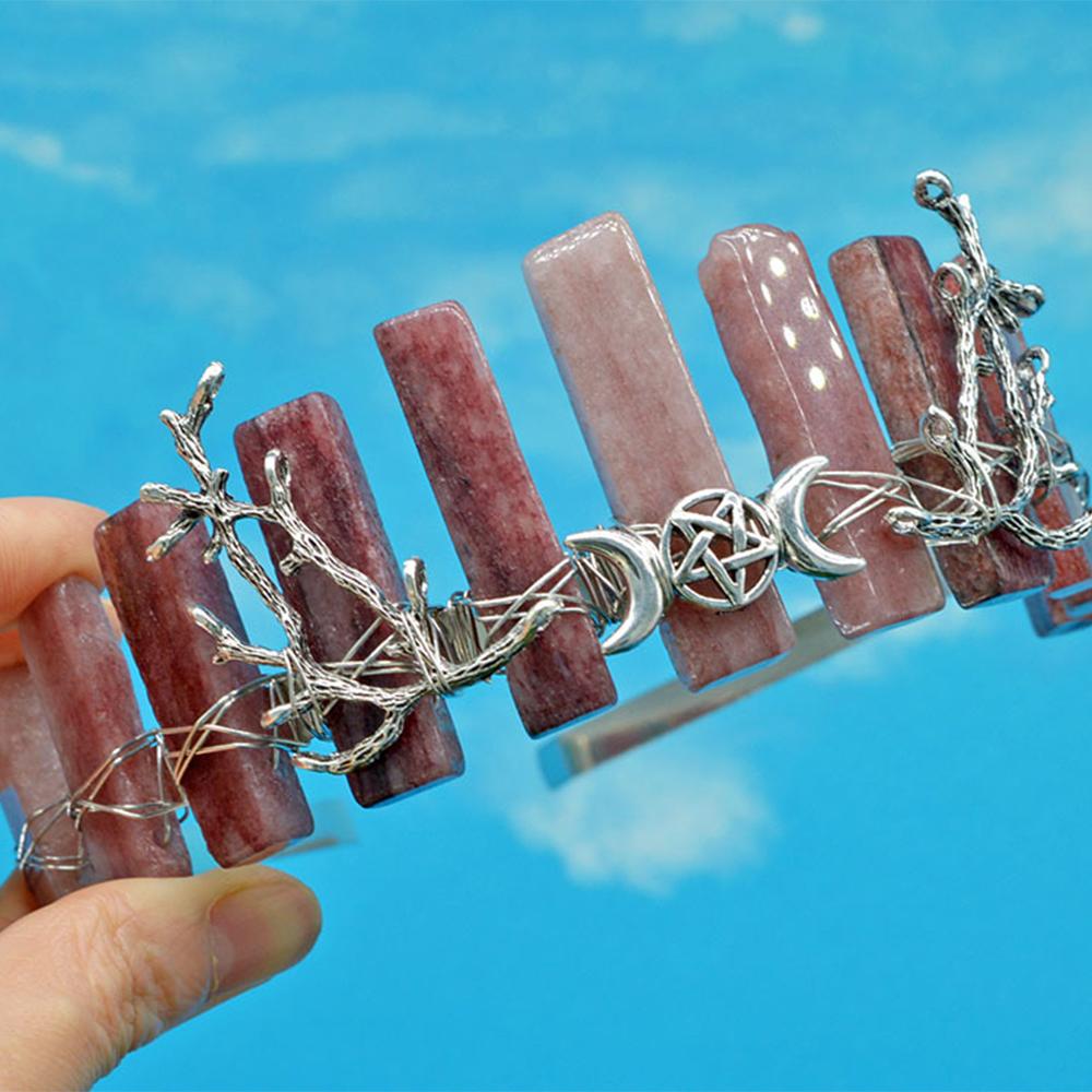 

Высококачественная корона ведьмы серебряного цвета, луна, звезда, аксессуары для волос, ручная работа, повязка на голову, тиара с кристаллами кварца, ювелирные изделия, подарки