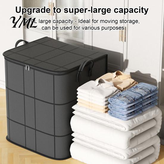 Reinforced Handle Storage Totes 3PCS Foldable Quilt Bins with Handles, Large Capacity Non-woven Fabric Clothing Bags Organizers, Space Saving Packing