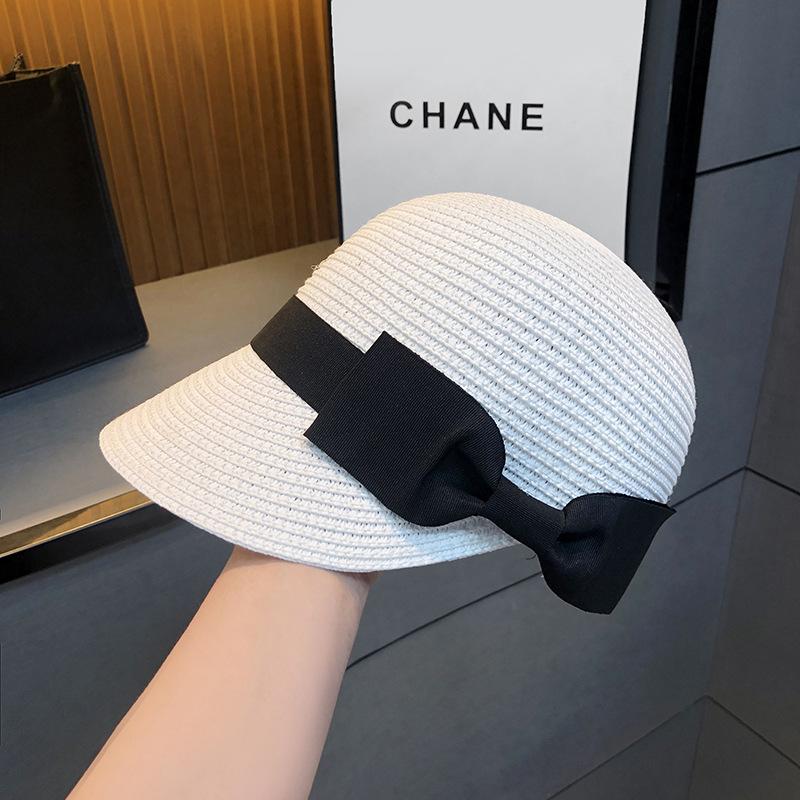 Pălărie nouă de soare pentru femei de vară din paie respirabilă modă cu fundă pălărie de protecție solară pentru vacanță la malul mării