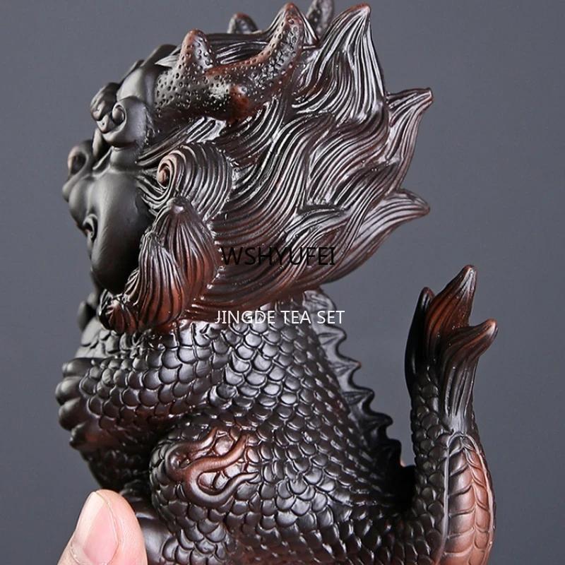 1pcs Purple pottery Chinese Dragon Tea Pet Living Room Tea Table ornament Home decoration accessories Tea Tray Decoration