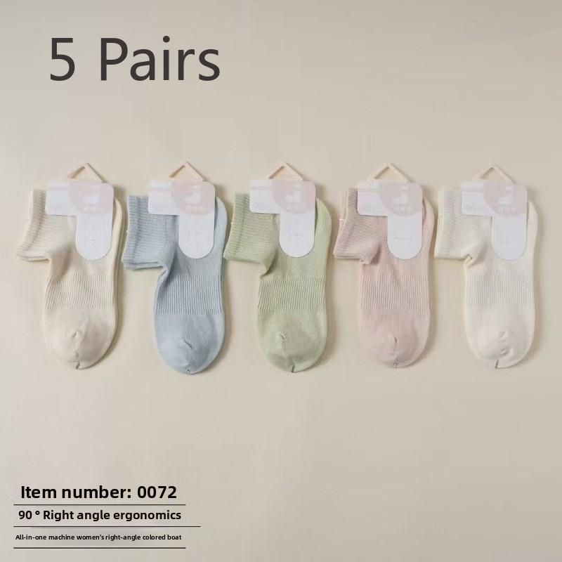 5 Pairs of Women's New Summer Thin Cotton Sweat Absorbing Breathable Rectangular Socks
