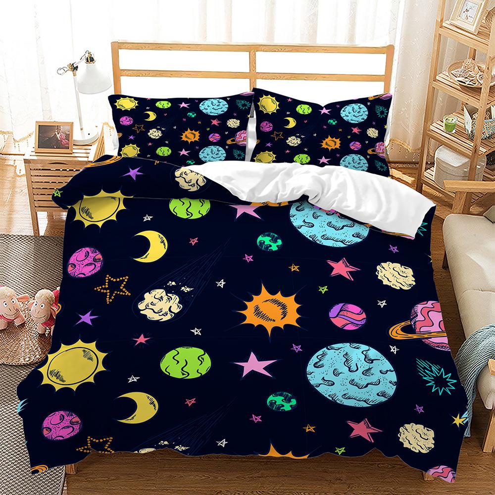 

Planet Universe 3D Digital Print Bed Three-Piece Quilt Kit 135 * 200 (two-piece set) 90g