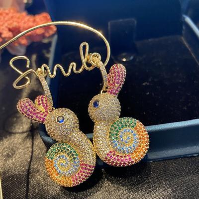 925 Silber Nadel Bunte süße Tierschmuck Schneckenohrringe für Frauen C Ring Mikro-Set Zirkonia Ohrringe Luxusschmuck