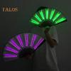 2 Pcs LED Lighted Dance Fans Foldable Handheld Rave Fans Light-up Folding Fans for Stage Performance Birthday Party Wedding