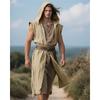 Men's Hooded Sleeveless Tunic Renaissance Robe Viking Sleeveless Vest